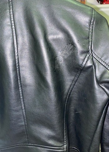 s Beden Kadın Siyah Deri Biker Ceket