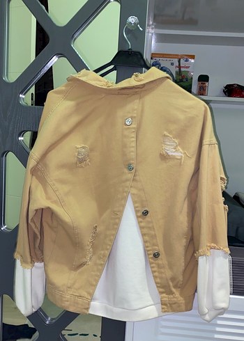 Agatha Bej Düğmeli Kadın Denim Ceket