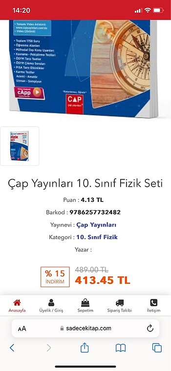  Çap yayınları fizik seti