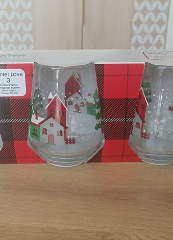 Beden çeşitli Renk 3 lu Noel bardağı