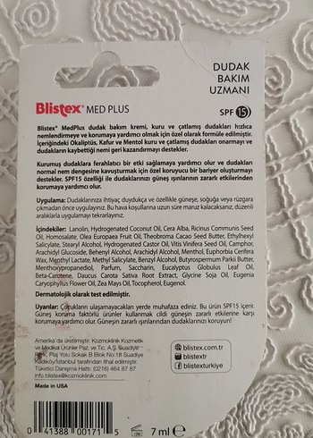Blistex Med Plus Dudak Bakım Kremi SPF15 - Görsel 2