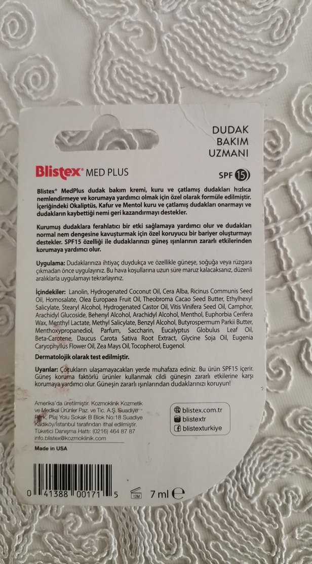 Blistex Med Plus Dudak Bakım Kremi SPF15 - Görsel 2