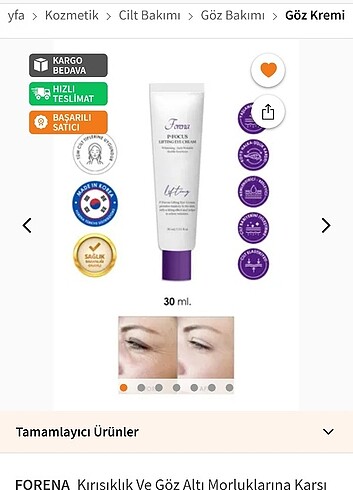  Beden Göz krem p focus lifting eye cream