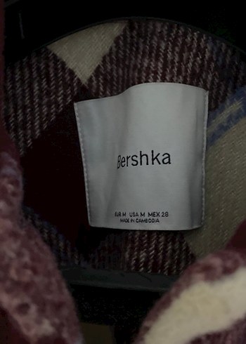 Bershka Bershka Düğmeli Bordo Ekose Mini Kadın Gömlek