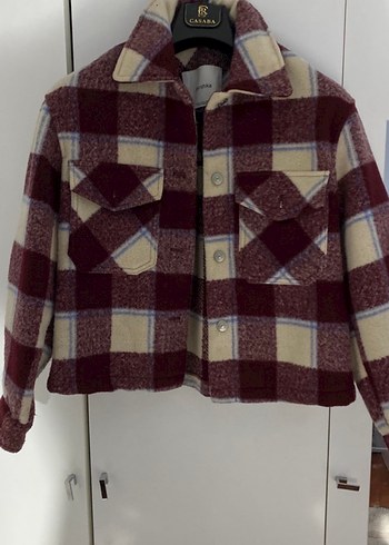 m Beden Bershka Düğmeli Bordo Ekose Mini Kadın Gömlek