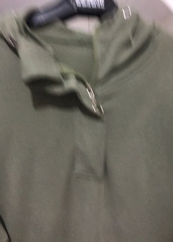 38 Beden Kapüşonlu Salaş Haki Sweatshirt