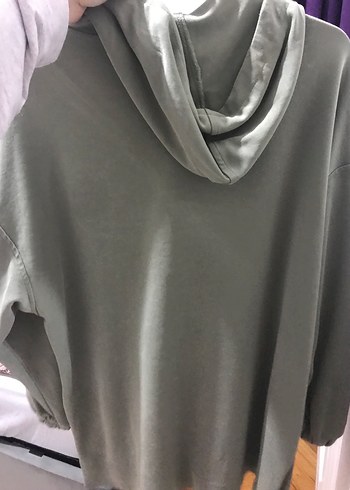 Kapüşonlu Salaş Haki Sweatshirt - Görsel 3