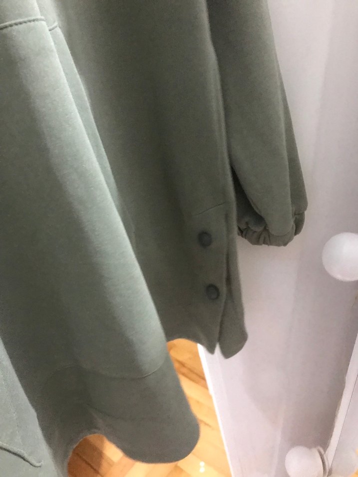 Kapüşonlu Salaş Haki Sweatshirt - Görsel 5