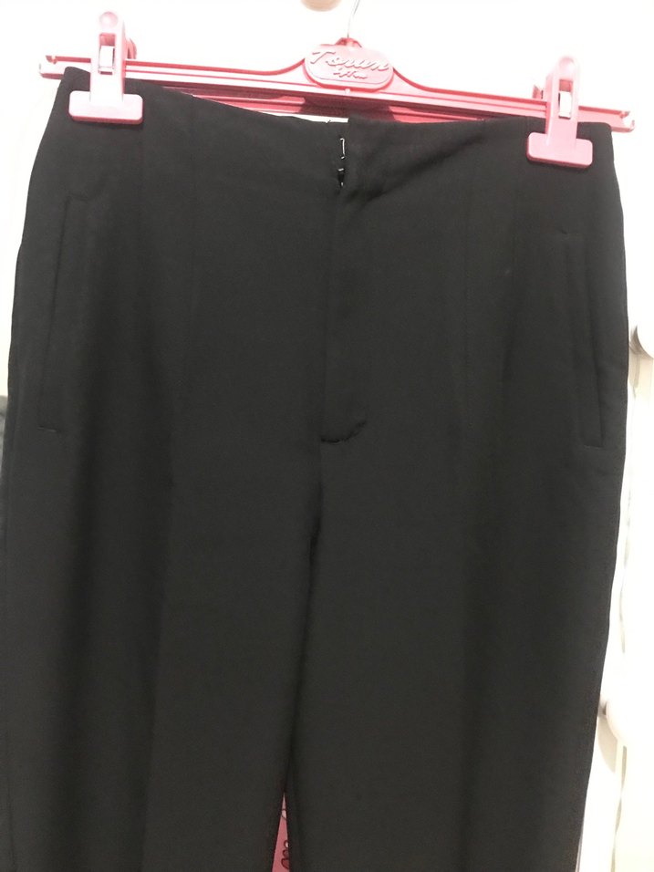Siyah Midi Kadın Kumaş Pantolon - Görsel 3
