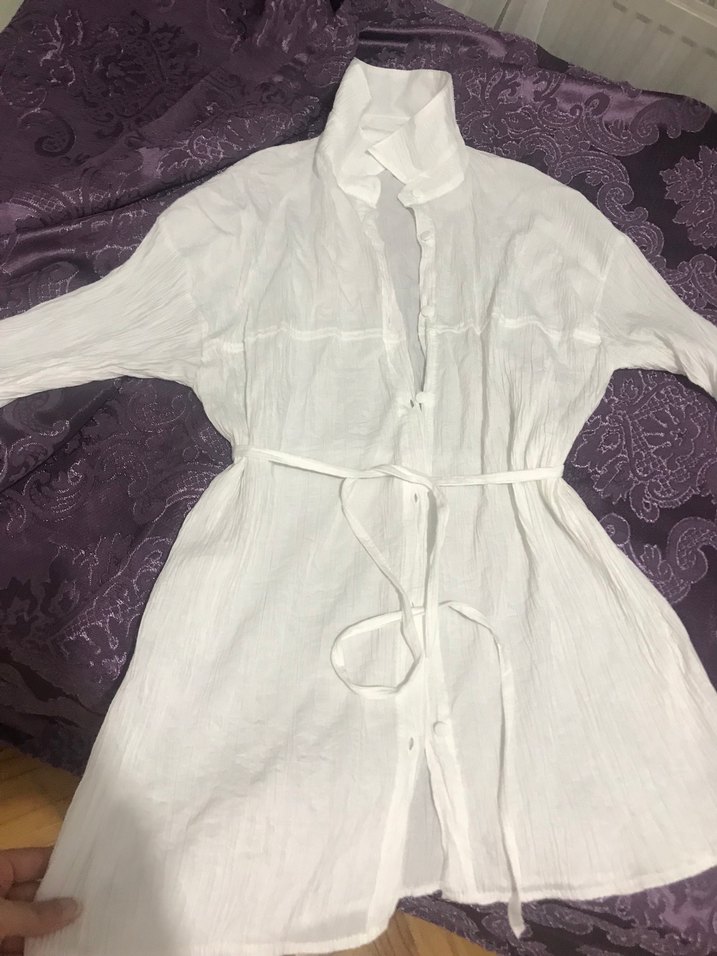 Beyaz Midi Uzun Kollu Gömlek - Görsel 2