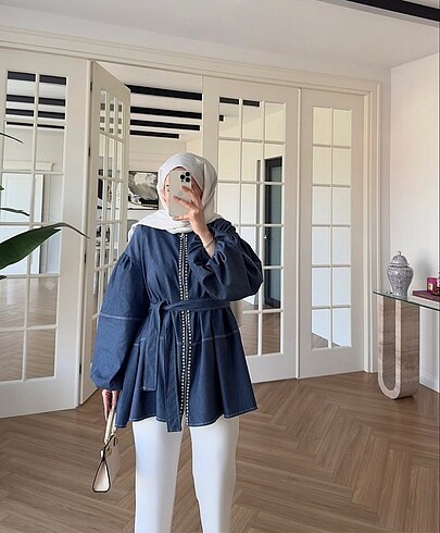 Taşlı Beli Bağlamalı Ceket