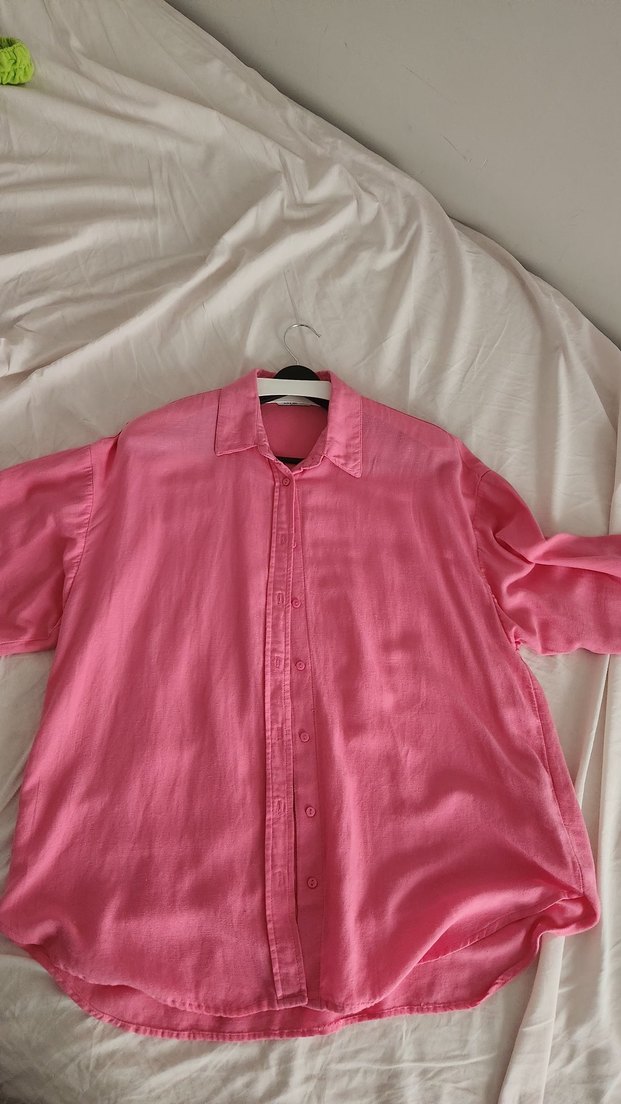 Strqdivarius Pembe Keten Kadın Gömlek - Görsel 3