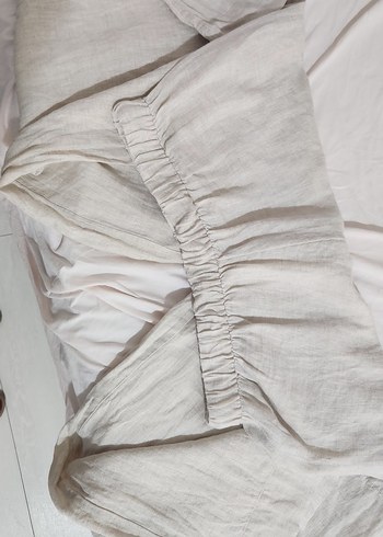 Oysho Bej Bol Kesim Keten Kadın Pantolon - Görsel 7