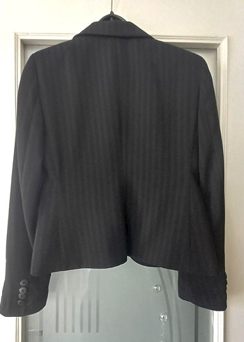 Siyah Kadın Düğmeli Midi Blazer Ceket - Görsel 2