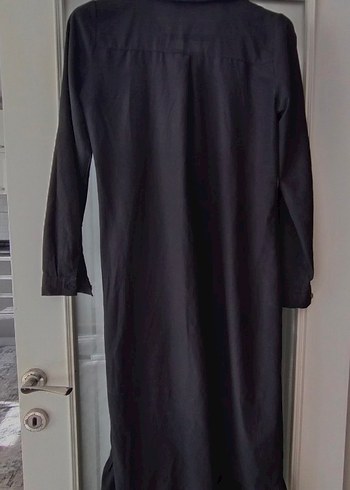 Düğmeli Siyah Kadın Uzun Elbise - Görsel 2