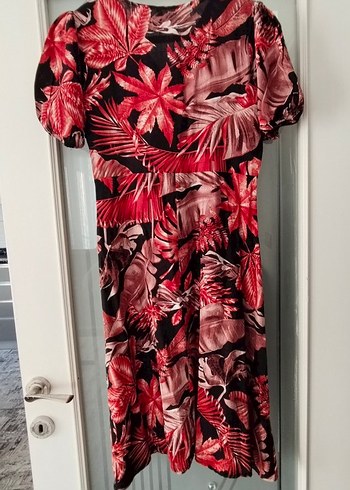 Kırmızı Desenli Uzun Bohem Elbise - Görsel 2