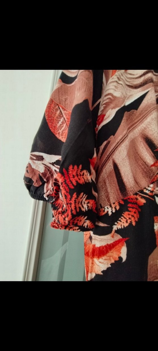 Kırmızı Desenli Uzun Bohem Elbise - Görsel 3