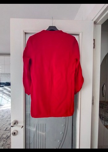 Düğmeli Kırmızı Mini Kadın Ceket - Görsel 2