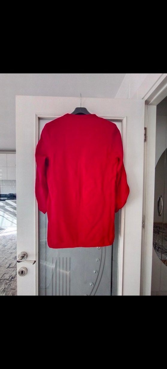 Düğmeli Kırmızı Mini Kadın Ceket - Görsel 2