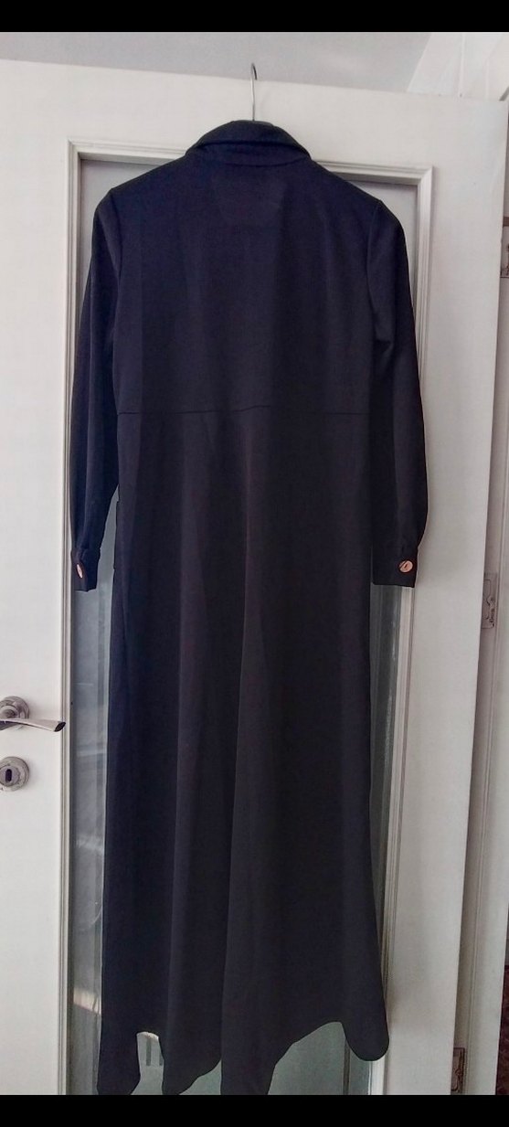 Düğmeli Siyah Uzun Kollu Uzun CEKET - Görsel 2