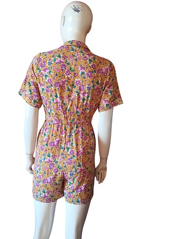 Renkli Bohem Düğmeli Kısa Tulum - Görsel 6