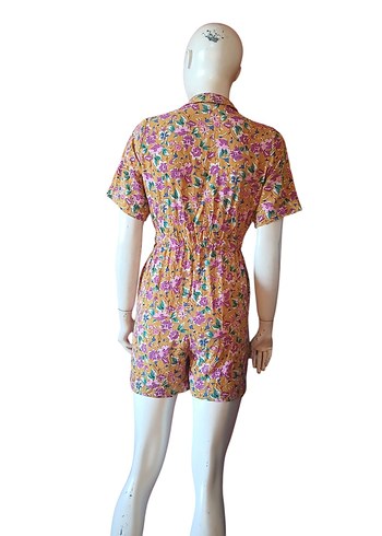 Renkli Bohem Düğmeli Kısa Tulum - Görsel 14