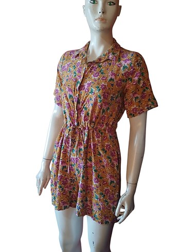 Renkli Bohem Düğmeli Kısa Tulum - Görsel 20