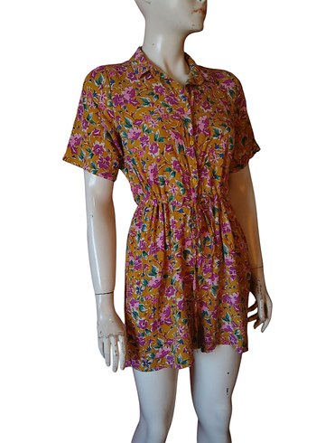 Renkli Bohem Düğmeli Kısa Tulum - Görsel 15