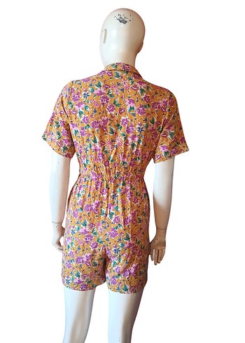 Renkli Bohem Düğmeli Kısa Tulum - Görsel 12