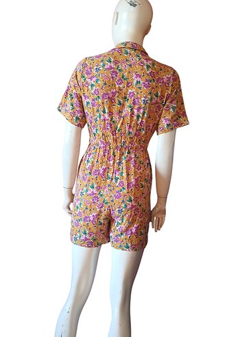 Renkli Bohem Düğmeli Kısa Tulum - Görsel 3