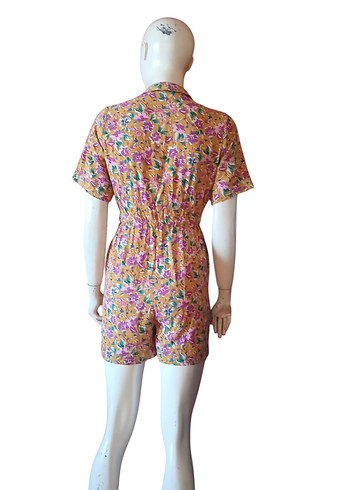 Renkli Bohem Düğmeli Kısa Tulum - Görsel 10