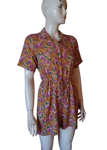 Renkli Bohem Düğmeli Kısa Tulum - Görsel 9