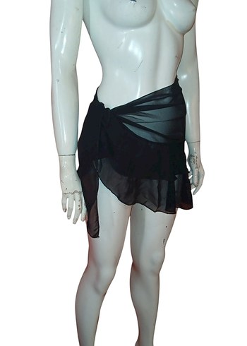 Kadın Siyah Drapeli Mini Pareo - Görsel 2