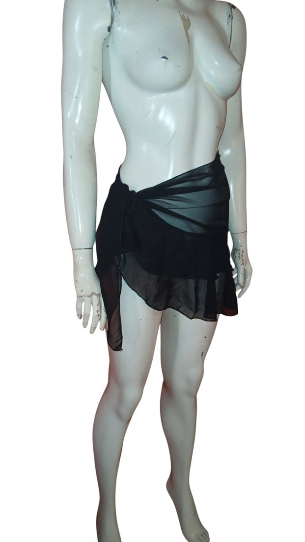 Kadın Siyah Drapeli Mini Pareo - Görsel 2