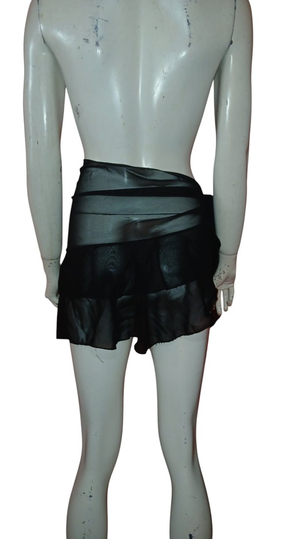 Kadın Siyah Drapeli Mini Pareo - Görsel 5