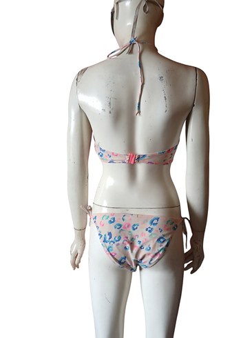 s Beden pembe Renk Pembe Dantel Detaylı Bağlamalı Mini Bikini