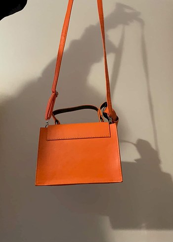 Turuncu Deri Kadın Omuz Çantası - Görsel 2