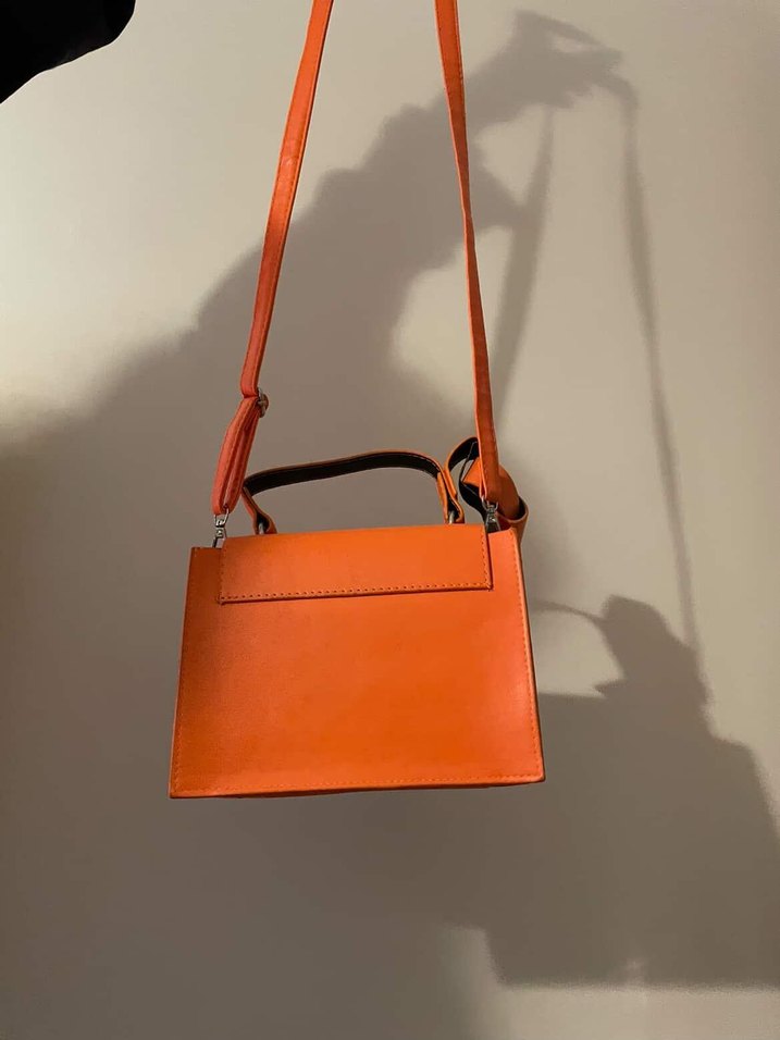 Turuncu Deri Kadın Omuz Çantası - Görsel 2