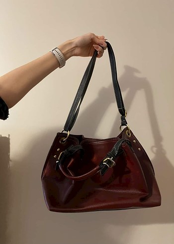 Bordo Deri Kadın Omuz Çantası - Görsel 2