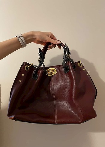 Bordo Deri Kadın Omuz Çantası - Görsel 3