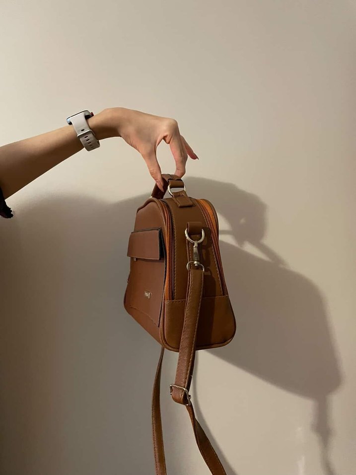 Kahverengi Deri Kadın Çanta - Görsel 3