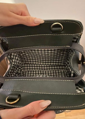 koyu yeşil Deri Kadın Çanta, Tokalı, Parlak - Görsel 3