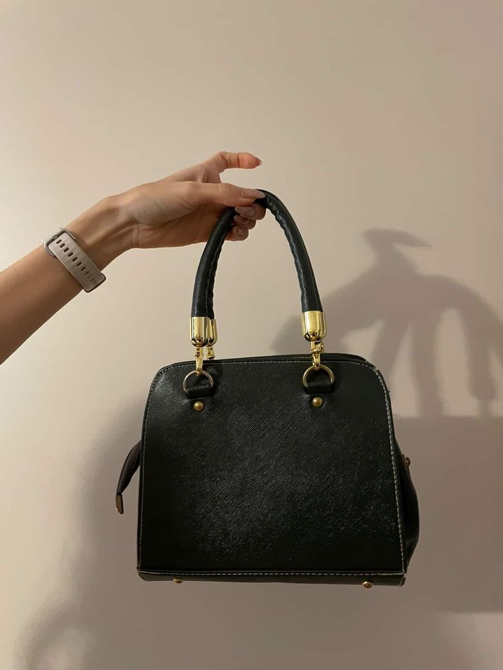 koyu yeşil Deri Kadın Çanta, Tokalı, Parlak - Görsel 2