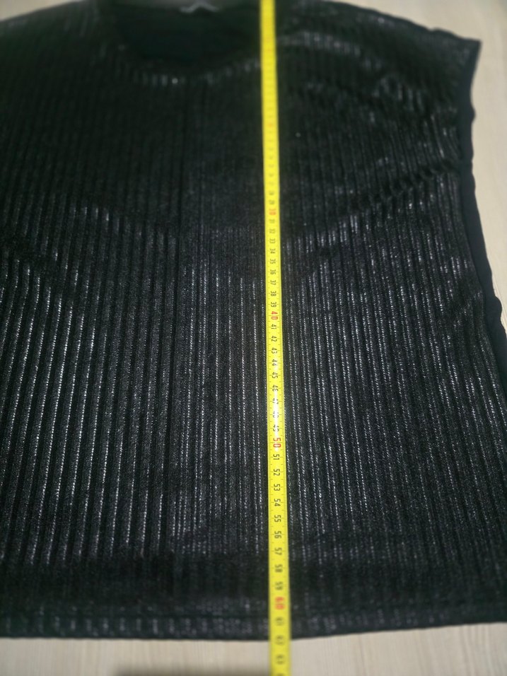 Parlak Siyah simli  Bluz - Görsel 3