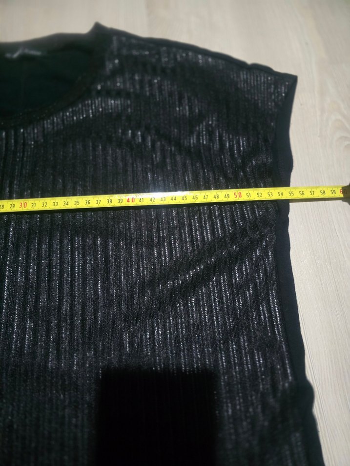 Parlak Siyah simli  Bluz - Görsel 4