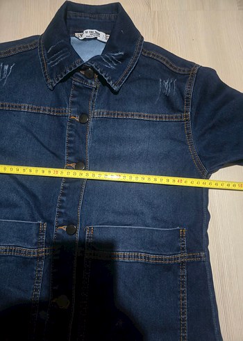 Kadın Lacivert Uzun Denim Ceket - Görsel 3