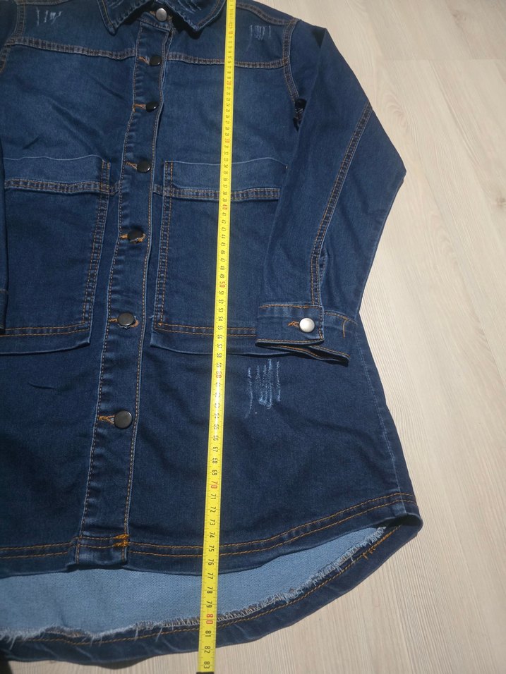 Kadın Lacivert Uzun Denim Ceket - Görsel 2