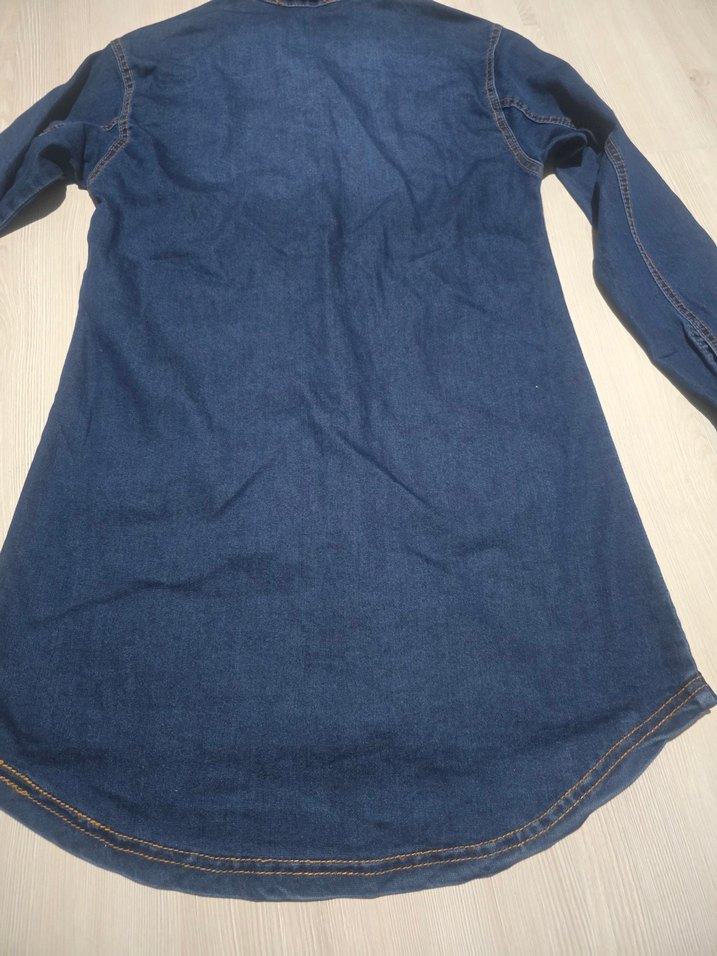 Kadın Lacivert Uzun Denim Ceket - Görsel 4