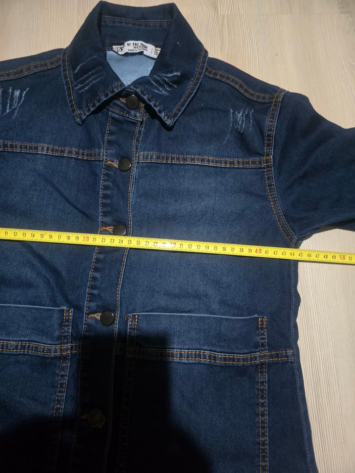 Kadın Lacivert Uzun Denim Ceket - Görsel 3