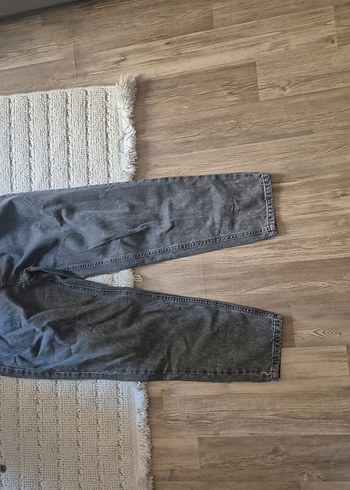 28 Beden Gri Kadın Denim Bol Kesim Midi Jean